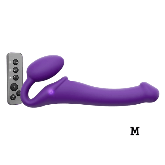 VIBRATING BENDABLE STRAP-ON - M - PURPLE - Premium Strap-Ons & Harnesses from STRAP-ON-ME - Just $146.24! Shop now at SUGAR COOKIE